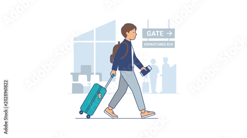 Man with luggage at airport