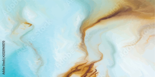 Abstract swirls of turquoise white brown fluid paint abstract background texture background. fluid art liquid art pattern organic pattern color splash macro photography.
