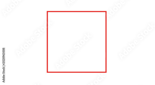 Photography Red Square Outline on White Background