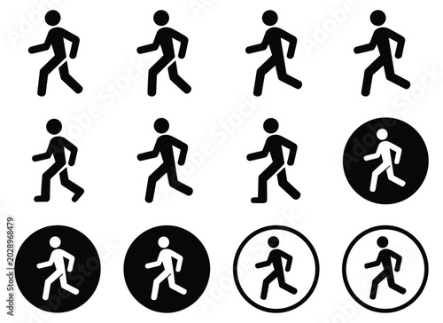 Running person silhouettes on white background silhouette