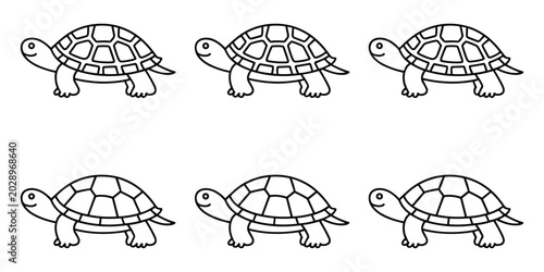 Turtle silhouettes linear drawing on white background silhouette