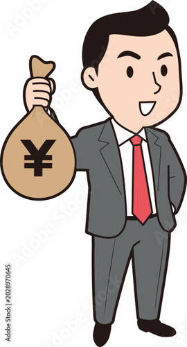 日本円を持つ男性ビジネスマン