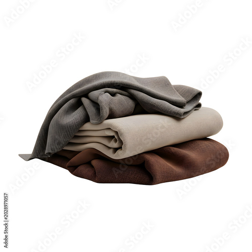 Stack of folded brown cloth fabrics.