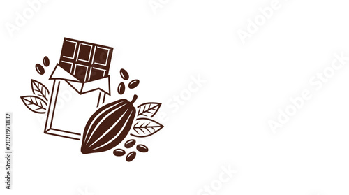 Canvastavla Hand drawn chocolate bar and cocoa pod illustration.