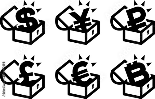 宝箱に入った通貨記号アイコン