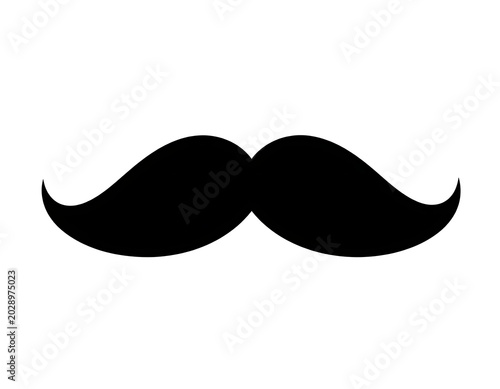 Black mustache silhouette on white background.