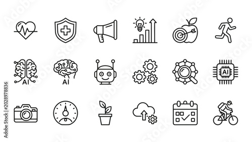Fotografia Continuous cycle icon representing process flow and repetition in three design s