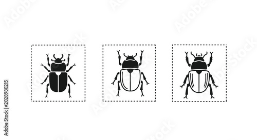 Stag beetle silhouettes in halftone style