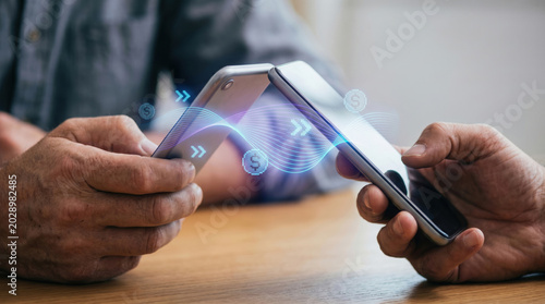 Instant nfc smartphone payment concept with contactless touch
