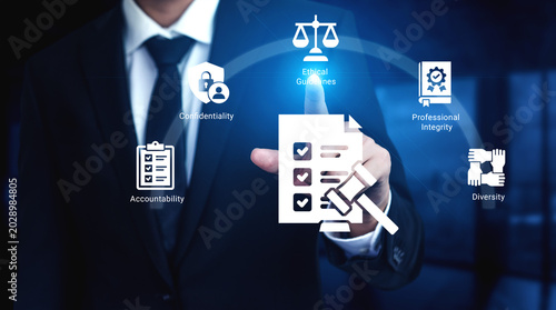 Obraz na płótnie Explore vital business ethics concepts that stress accountability, integrity, and diversity while ensuring compliance and professional conduct within organizations