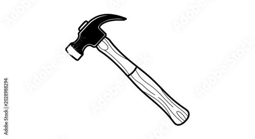 Fotografía Hammer with wooden handle tool.