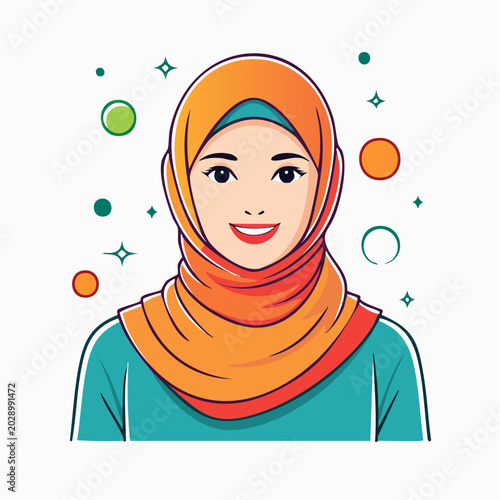 Smiling Muslim Woman Wearing an Orange Hijab