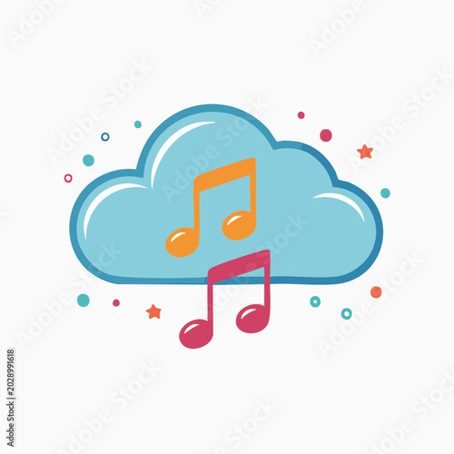 Cloud with Music Notes Illustration
