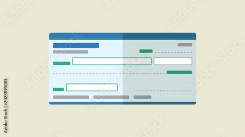 Flat illustration of a financial document with blank fields and lines, presented in a clean, minimalist style against a muted beige background