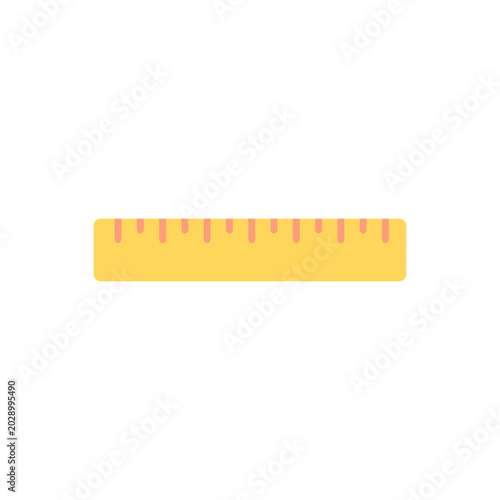 Flat icon of a ruler with simple measurement marks and rounded edges. Ideal for school themes, stationery graphics, math designs, and educational illustrations.