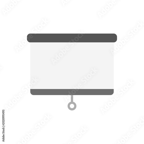 Flat icon of a projector screen with simple rectangular display area. Ideal for presentation themes, classroom graphics, business designs, and teaching illustrations.
