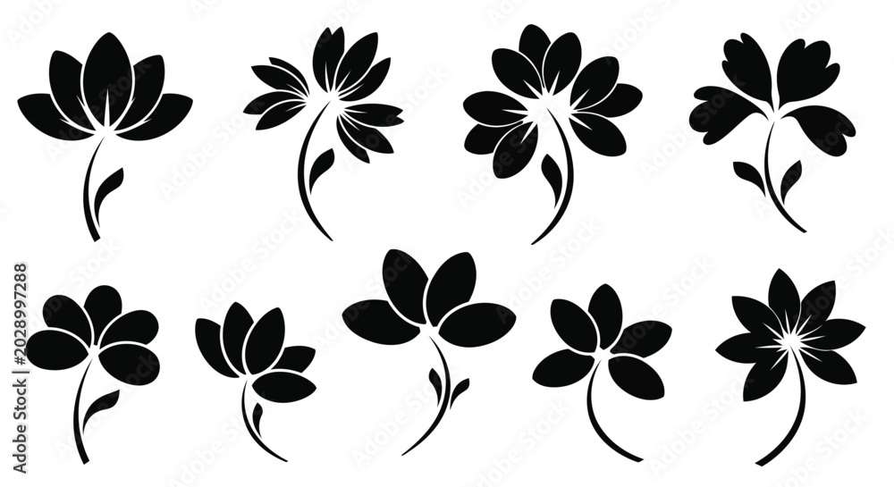 Obraz premium Black flower icons set
