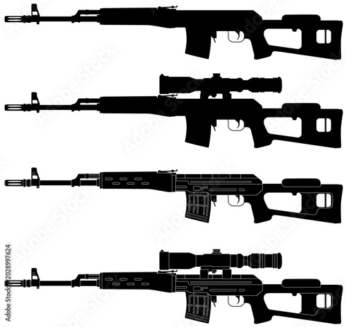 SVD Dragunov Sniper Rifle Silhouette Vector Illustration