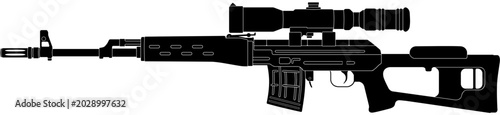 long scopeSVD Dragunov Sniper Rifle Silhouette Vector Illustration