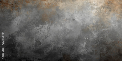 A dark, weathered backdrop featuring a fusion of aged grunge metal texture and rough gray concrete wall pattern with subtle hints of smoke and vintage design