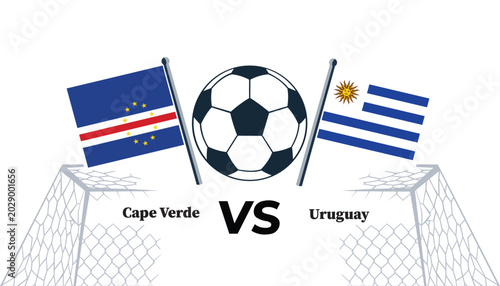 Photos Cape verde vs uruguay soccer match flags and ball graphic