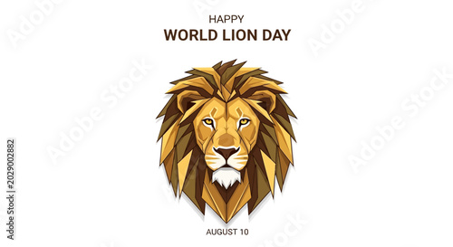 Quadro su tela Happy World Lion Day August 10th - Majestic Lion Head Illustration