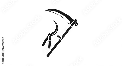 Bild auf Leinwand Black silhouette of a scythe tool.