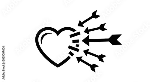 Fotografija Heart pierced by multiple sharp arrows.