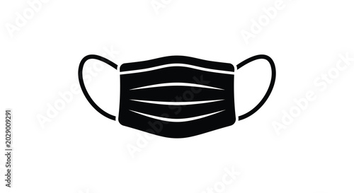 Photos surgical mask icon black silhouette on white background