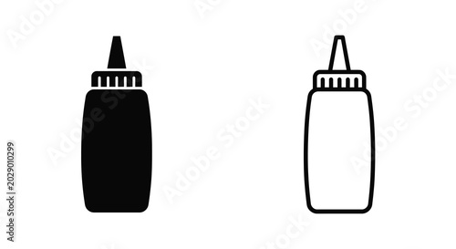 Foto squeeze bottle icons black and white line art