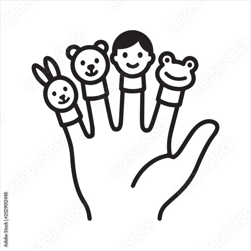Finger puppets outline icon vector.