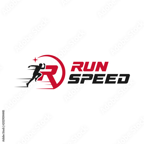 marathon running sports logo with the letter R