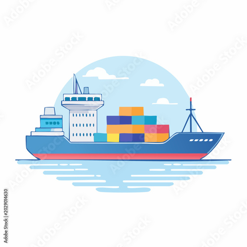 Cargo Ship Carrying Colorful Containers