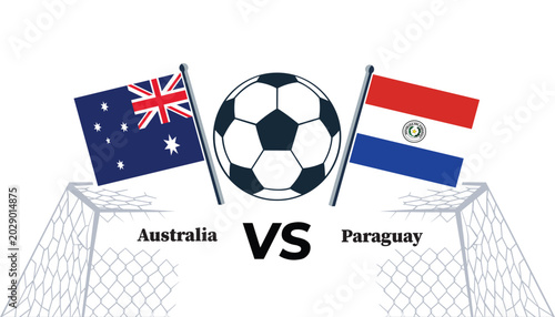 Australian and paraguayan soccer teams compete in a match