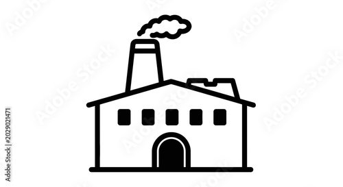 Schilderij op canvas Industrial building with smokestack factory.