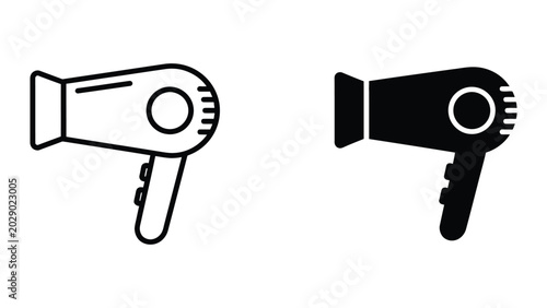Εκτύπωση καμβά Black and white hair dryer icons