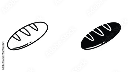 Принти на полотні Black and white bread icon with crusty texture