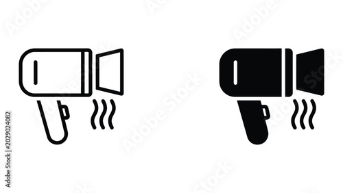 Megaphone and microphone icon pair in black and white