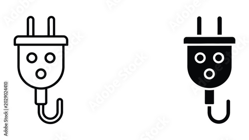 Happy and sad electrical plug face icons