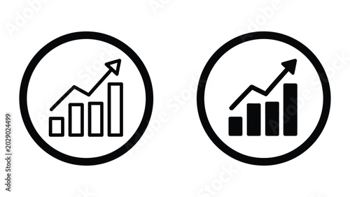Growth chart icons with upward arrow