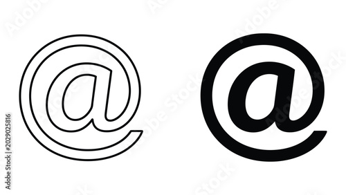 Two at symbol email icons in different line styles