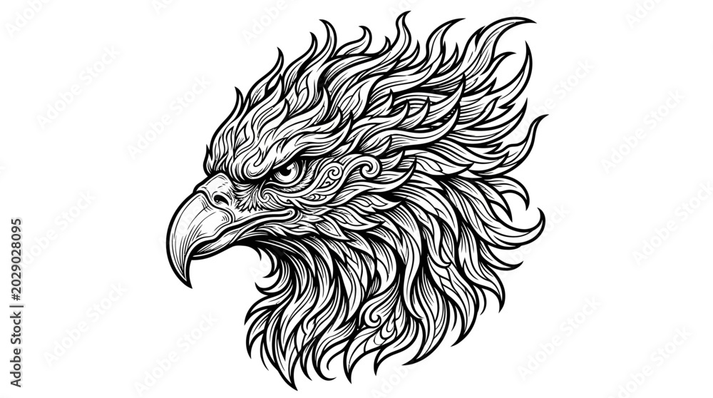 Fototapeta premium Eagle Head Vector Illustration in Black and White