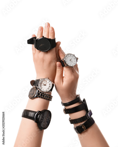 Female hands with many blac...