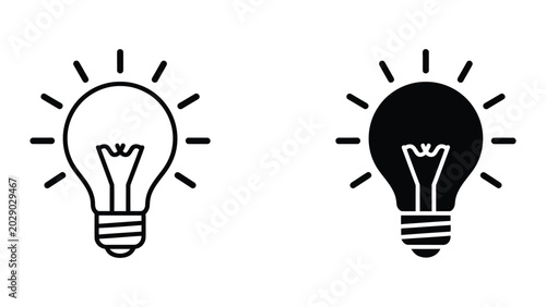Schilderij op canvas Lightbulb icon with glowing filament contrast