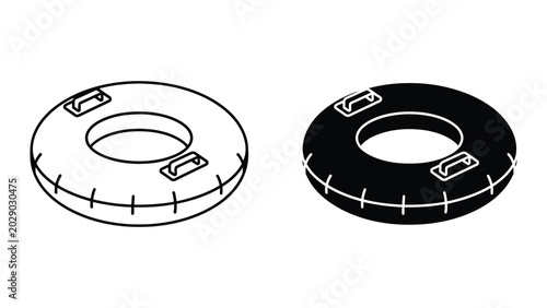 фотографія Black and white inner tube floatation device