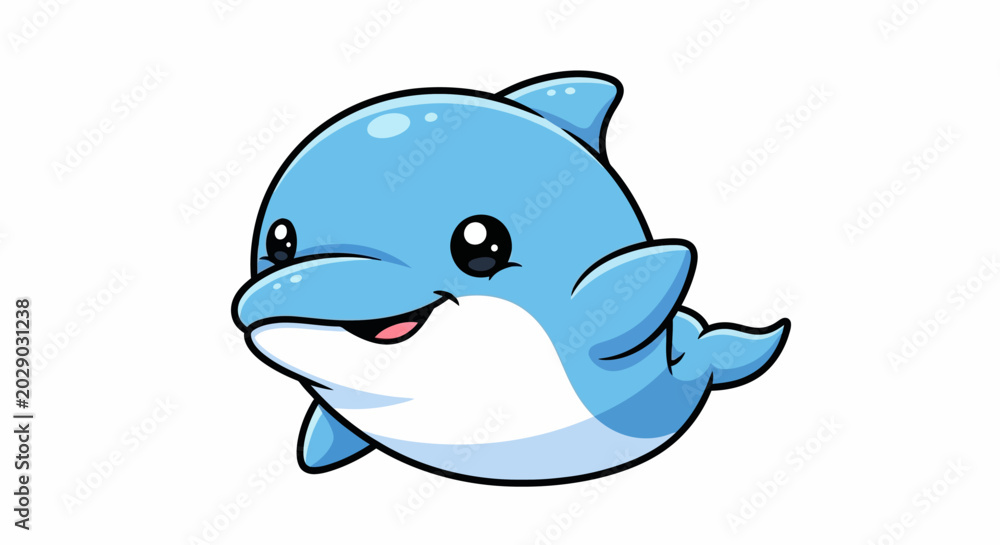Fototapeta premium Cute Cartoon Dolphin Character Vector Illustration