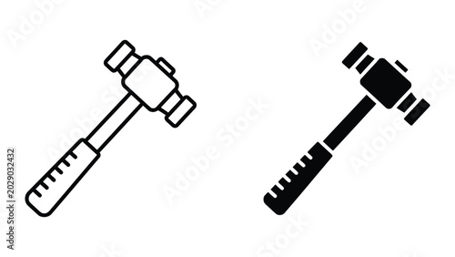 Black and white hammer and tape measure icons