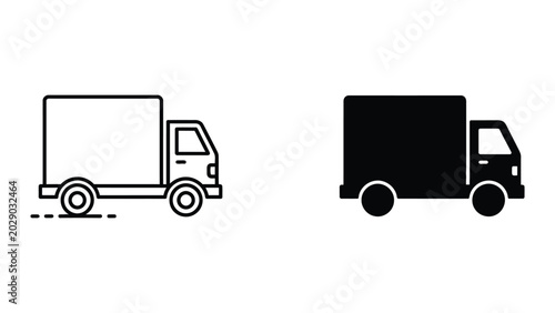Simple delivery truck icons in black and white