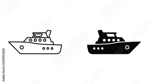 Simple ferry boat icon with different styles
