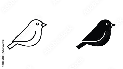 Simple black and white bird icon pair